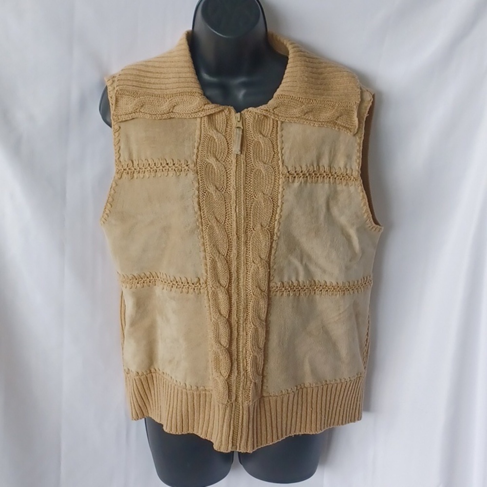Designers studio leather vest, front zip